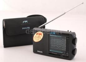 Philips AE 3350 típusú hordozható rádió, tokban, jó állapotban, használati útmutatóval, működik, 16x10x4 cm