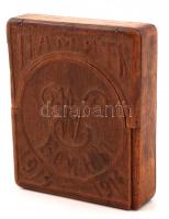 1914-1916 "Háborús emlék" feliratú fa dobozka az I. világháborúból orosz felirattal, 12x9x2,5 cm / 1914-1916 Military relic from the world war I., 12x9x2,5 cm