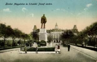Zombor, Megyeháza, Schweidel József-szobor / county hall, statue