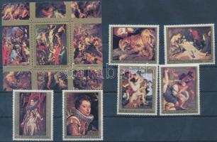 1977 Rubens festmények sor Mi 447-452 + blokk 75
