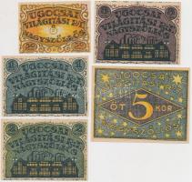 Nagyszőllős 1919. 50f + 1K + 2K + 3K + 5K "Ugocsai Világítási Rt." értékjegyek eredeti bor...