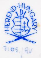 Herendi Apponyi mintás kis váza, kézzel festett, hibátlan, jelzett, m: 13 cm