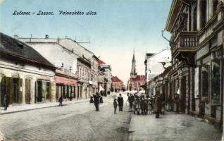 Losonc, Lucenec; Vajanského ulica, vyd. Greiner / Vajansky utca / Street, shops 'Losonc visszatért' So.Stpl