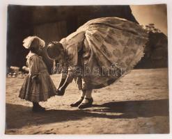 cca 1920-1930 Magyar népviseletben, nagyméretű fotó, 40×50 cm /  cca 1920-1930 In Hungarian traditional costume, huge photograph, 40×50 cm