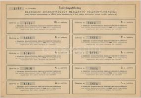 Debrecen 1942. "Debreceni Diákkaptárosok Bérszántó Részvénytársasága" részvénye 3P-ről sze...
