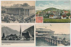 110 db RÉGI sérült külföldi városképes lap, érdekes darabokkal és lithokkal; több francia, német, osztrák / 110 old damaged foreign town-view postcards with interesting pieces and lithos; more French, German and Austrian