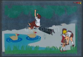 Animációs film jelenetek(rajzok) fólián, 23x15 cm