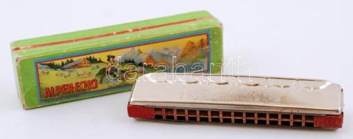 cca 1930 Hohner Alpenecho harmonika, eredeti dobozában, jó állapotban, h:11,5 cm