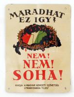 Irredenta fém tábla, kissé gyűrött, 8x6cm