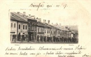 Bártfa, Főtér, üzletek; kiadja Salgó Mór / main square, shops