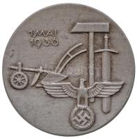 Német 3. Birodalom 1936. "Munka napja - Május 1." Al propaganda jelvény "Karl Hensler Pforzheim" gyártói jelzéssel (35,5mm) T:2 German Third Reich 1936. "1. Mai - Tag der Arbeit (International Workers' Day)" Al propaganda badge with maker's mark "Karl Hensler Pforzheim" (35,5mm) C:XF