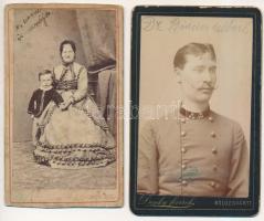 cca 1867 A kis Eötvös Kálmán és mamája, Dr. Binder Albert, 2 db keményhátú fotó, hátoldalon feliratozva, 10x6 cm