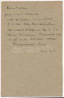 Szekfű Gyula (1883-1955) történész aláírása Boda Jánosnak küldött tábori postai levelezőlapon