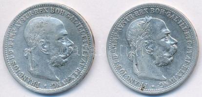 Ausztria 1893-1894. 1K Ag "Ferenc József" (2x) T:2-
Austria 1893-1894. 1 Corona Ag "...