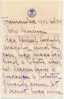 1904 Herceg Esterházy Miklósné saját kézzel írt levele aláírásával, benne névjegykártyára írt sorokk...