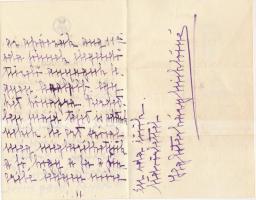 1904 Herceg Esterházy Miklósné saját kézzel írt levele aláírásával, benne névjegykártyára írt sorokk...