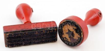 cca 1950 2 db katonai pecsétnyomó, az egyiken Magyar Néphadsereg felirattal és a vörös csillaggal