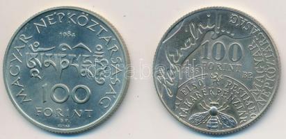 1984. 100Ft alpakka "Kőrösi Csoma Sándor" eredeti tokban tanúsítvánnyal + 1986. 100Ft alpa...