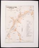 1927 Salgótarján R.T. város belterülete, a középületek felsorolásával, melléklet Dr. Dornyay Béla: "Salgótarján és a Karancs-Medves-vidék részletes kalauza" című munkájához, Klösz György és Fia Térképészeti Műintézet Budapest, paszpartuban, szélén kis sérüléssel, 42x34 cm