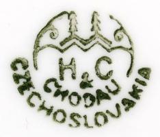 Chodau Csehszlovákia porcelán cukortartó, lepattanással, kopásnyomokkal, jelzett, d: 13 cm; m: 11 cm