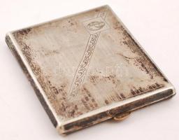 Monogramos alpakka cigarettatárca, jelzett, 10x8 cm