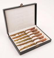 XX. sz eleje: Bakelit nyelű vajazó kés készlet. Acél és bronz eredeti dobozában / Begining of the 20...