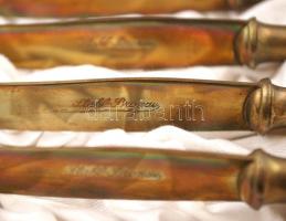 XX. sz eleje: Bakelit nyelű vajazó kés készlet. Acél és bronz eredeti dobozában / Begining of the 20...