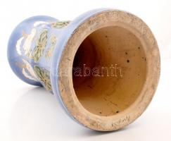 XX. sz eleje: Két részből álló talpas kaspó. Papagájokat és trópusi virágokat ábrázoló díszítéssel. ...