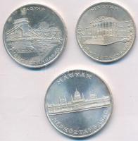 1956. 10Ft + 20Ft + 25Ft Ag "10 éves a Forint" sor T:2