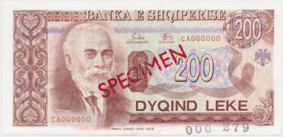 Albánia 1994. 200L "SPECIMEN" felülnyomással T:I Albania 1994. 200 Lek "SPECIMEN" overprint C:UNC