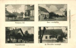 Hosszúpereszteg, Plébánia lak, Beer vendéglő, vasútállomás, de Rívó-féle vendéglő; Szilágyi Arthur műterméből (EK)