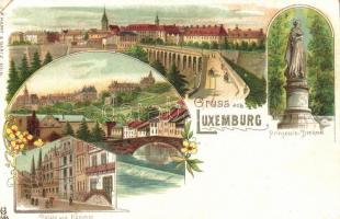 Luxembourg, Gruss aus Luxemburg, floral litho