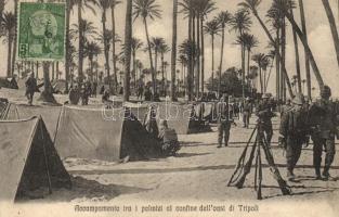 Tripoli (Italiana) Accampamento tra i palmizi al confine delloasi / camp of Italian Colonial Troops
