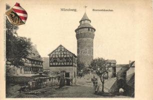 Nürnberg, Brunnenhäuschen, Kunstverlag Hermann Martin / castle area, coat of arms Emb.