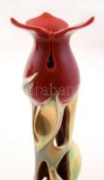 Zsolnay modern tulipán váza, eozin mázas, jelzett, hibátlan,  m:19,5 cm