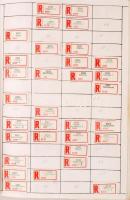 2072 db vegyes típusú ragjegy összeállítás papírlapokra ragasztva