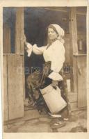 7 db RÉGI motívumlap, vegyes minőség; Húsvét, hölgy / 7 old motive cards, mixed quality; Easter, lad...