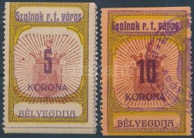 1920 Szolnok városi illetékbélyeg 5K, 10K