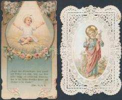 1917, 1927 2 db régi litho szentkép, az egyik szép csipkeszegéllyel, jó állapotban / 2 litho holy cards