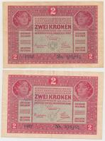 1917. 2K (2x) mindkettő "A Magyar Szent Korona Országainak Vörös Kereszt Egylete" bélyegzé...