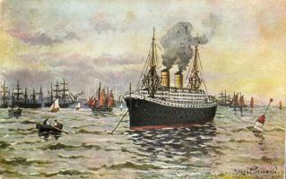 3 db RÉGI motívumlap; hajó, katonai / 3 old motive cards; ship, military