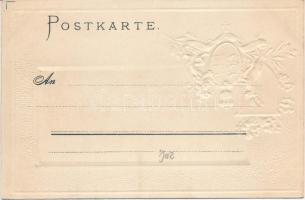 Stuttgart, Altes Schloss mit Schlossplatz; Wappen, Verlag Carl Schonwalter / castle, coat of armrs E...