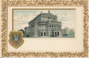 Frankfurt am Main, Opernhaus, Wappen / opera house, coat of arms Emb. litho