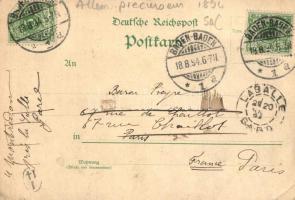 1894 (Vorläufer!) Baden-Baden, Conversationshaus, Trinkhalle / spa interior, early floral litho post...