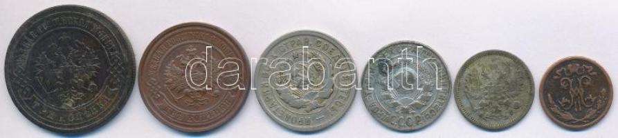 Orosz Birodalom 1888. 10k Ag + 1899. 1/2k Cu + 3k Cu + 1915. 2k Cu + Szovjetunió 1925. 15k Ag + 1931...