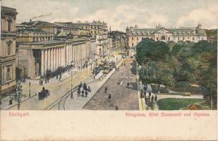 Stuttgart, Königsbau, Hotel Maquardt und Olgabau / Royal building, Embossed photochrome postcard