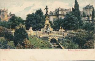 Stuttgart, Herzog Eugen Brunnen / fountain, Embossed photochrome postcard