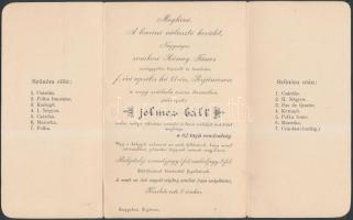 cca 1890 Perjámos, Rónay János lovini képviselő meghívója a nagy szállodában rendezett jelmezbálra
