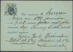 1892 Meghívó szerepi farkas, nyúl és rókavadászatra. Hajtott / Invitation for hunting