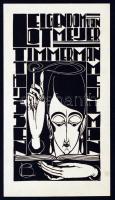 Chris Lebau? (1879-1945) Judaica, art deco ex libris fametszet 6x12 cm
